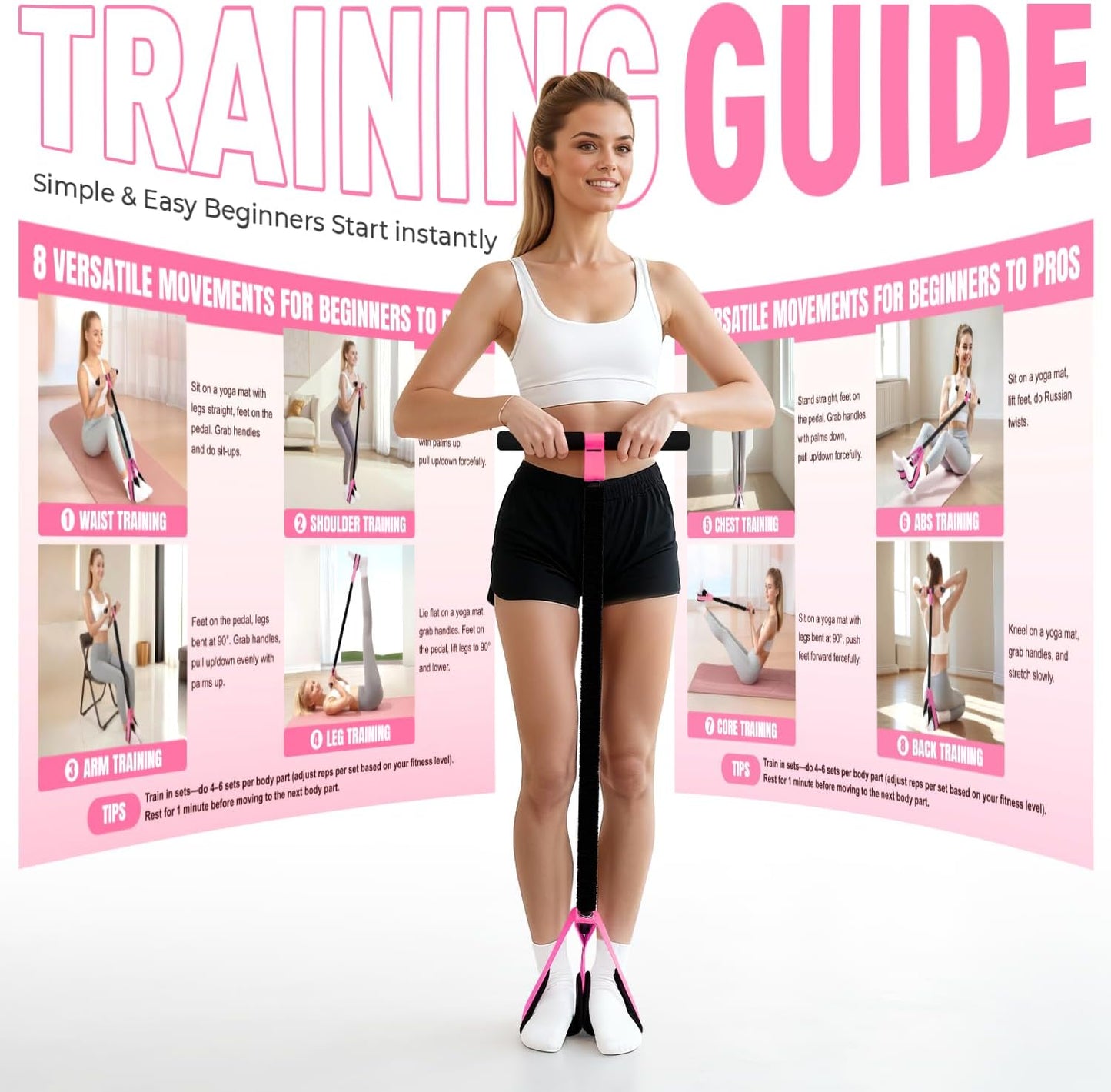 Pedal Resistance Band with Handle, Upgraded Durable Thickened Latex Tubes and Soft Foam Fabric Foot Pedal, Sit Up Exercise Equipment for Abdomen, Waist, Arm, Core/ABS, Leg, Physical Therapy