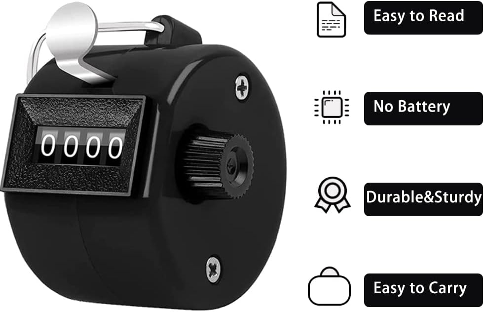 Counter Clicker 4-Digit Number Count, Handheld Mechanical Counters Clickers Pitch Counter for Coaching, Knitting, People, Lap, Fishing, Golf, Toddler & Fidget（6 color You can choice