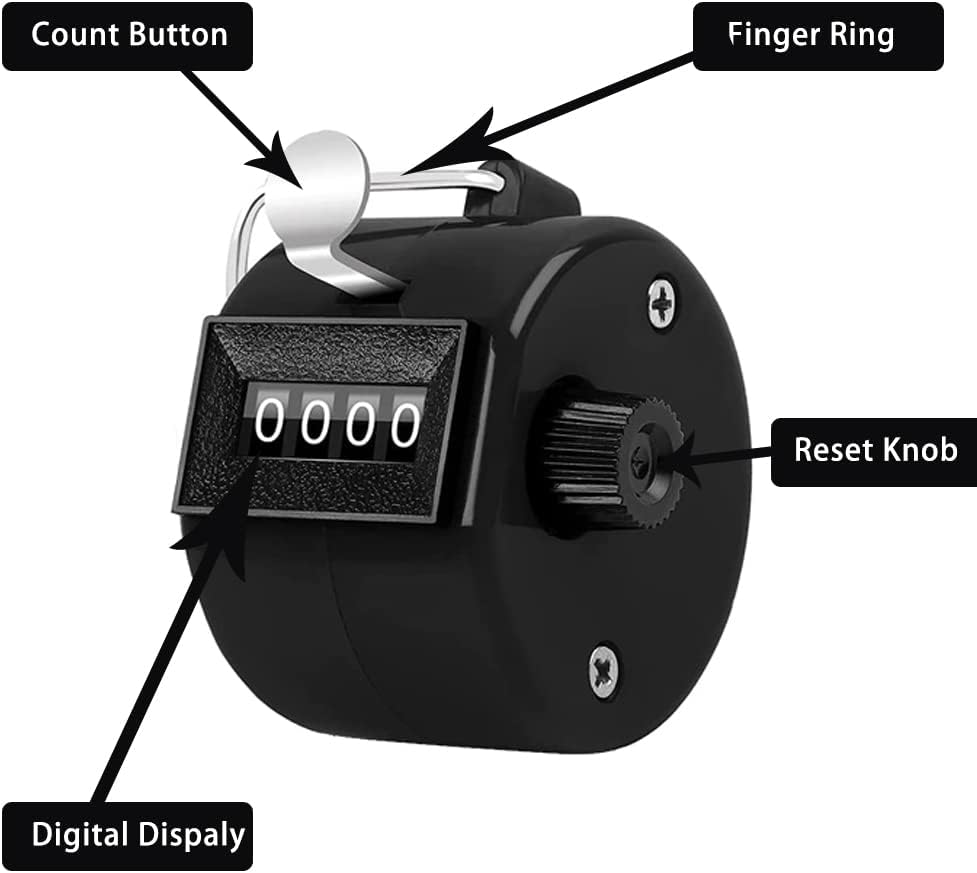 Counter Clicker 4-Digit Number Count, Handheld Mechanical Counters Clickers Pitch Counter for Coaching, Knitting, People, Lap, Fishing, Golf, Toddler & Fidget（6 color You can choice