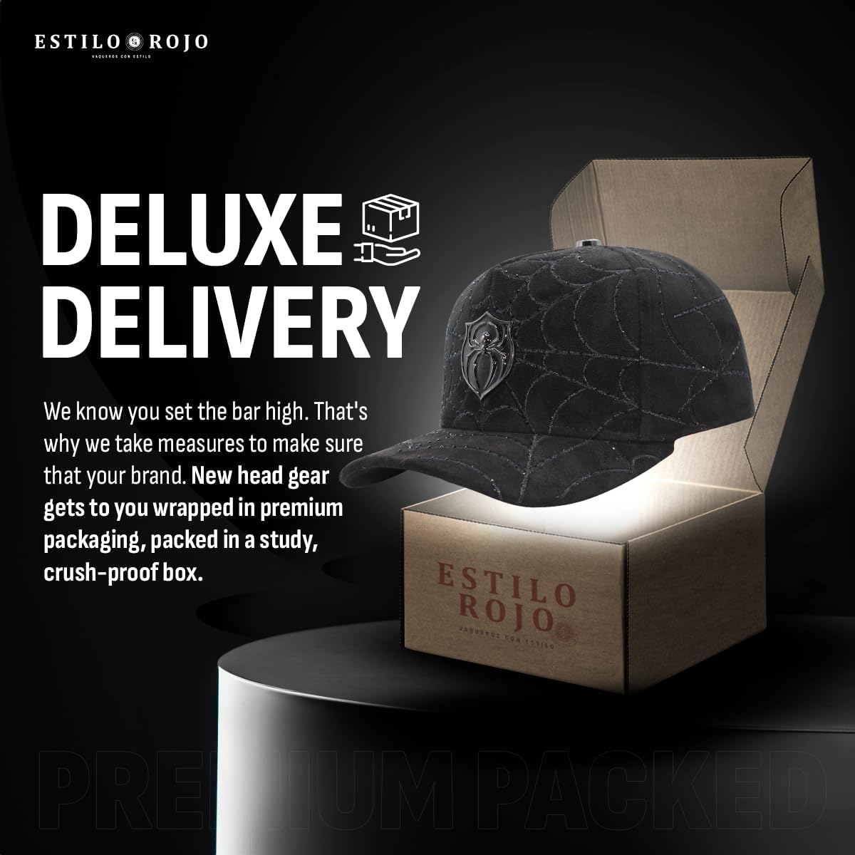 Ferreti Hats FT154 Black Spider Hat for Men & Women - Premium Baseball Snapback Cap, Gorra Negra para Hombre y Mujer