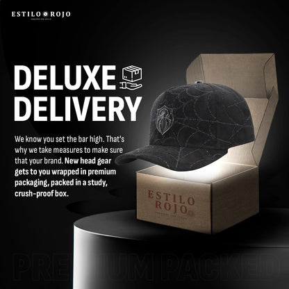 Ferreti Hats FT154 Black Spider Hat for Men & Women - Premium Baseball Snapback Cap, Gorra Negra para Hombre y Mujer
