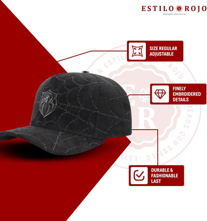 Ferreti Hats FT154 Black Spider Hat for Men & Women - Premium Baseball Snapback Cap, Gorra Negra para Hombre y Mujer