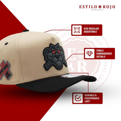 Ferreti Hats FT01 Khaky Panther Hat - Khaky Baseball Cap for Men & Women - Premium Adjustable Pantera Hat, Gorras para Hombre Originales Beige and Black
