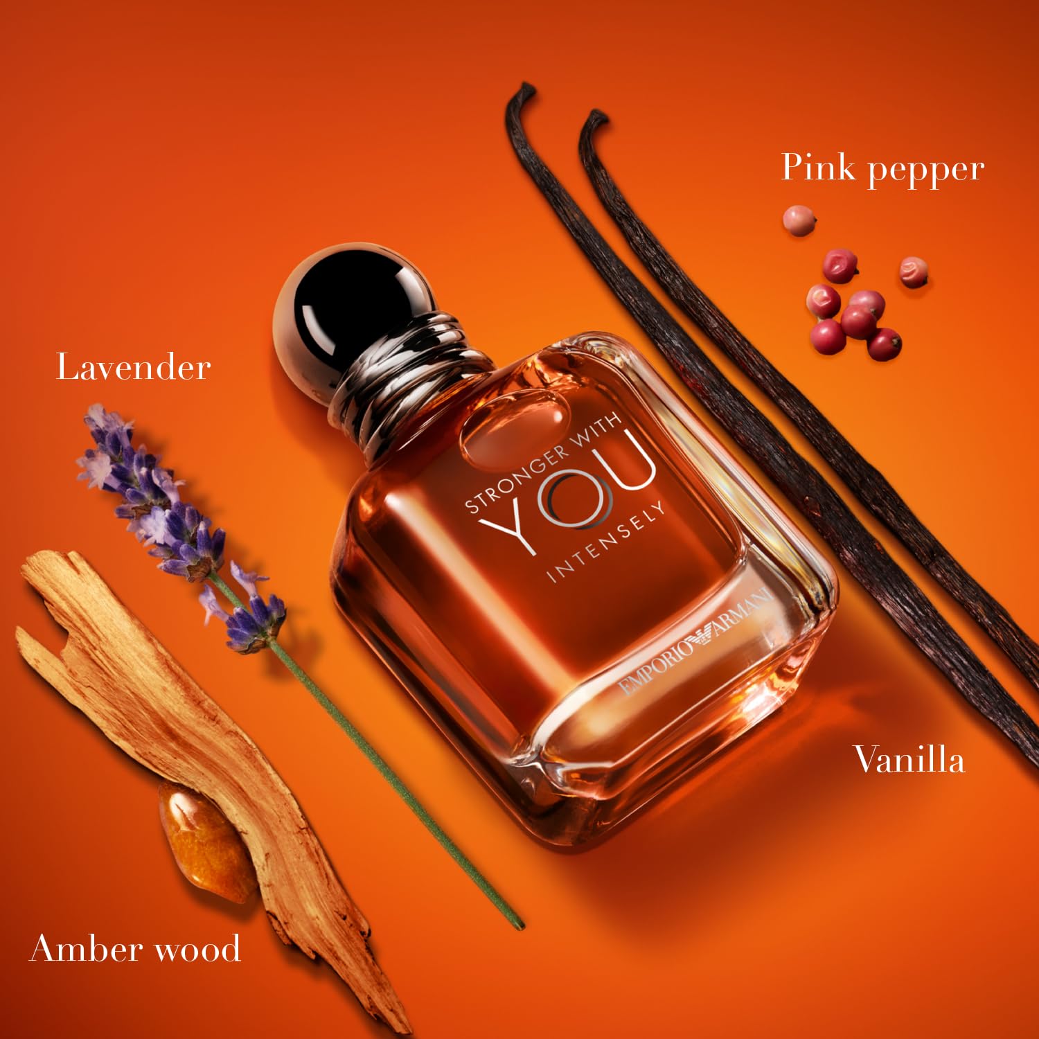 Armani Beauty - Stronger With You Intensely - Cologne for Men - Fougère Ambery Woody Men’s Fragrance - Pink Pepper, Lavender, Vanilla Notes