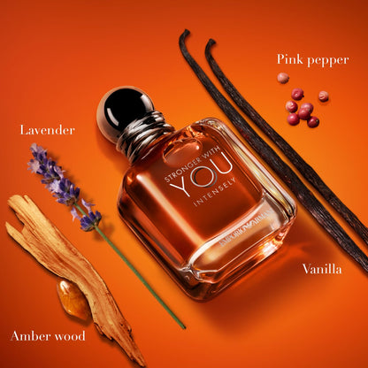 Armani Beauty - Stronger With You Intensely - Cologne for Men - Fougère Ambery Woody Men’s Fragrance - Pink Pepper, Lavender, Vanilla Notes