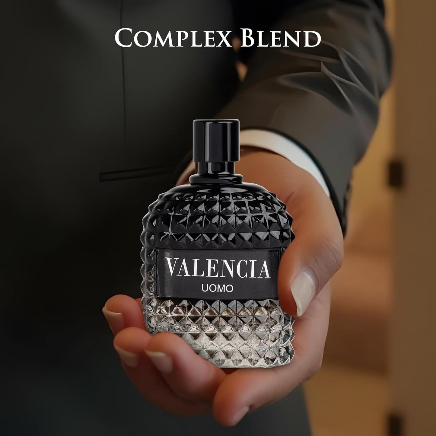Valencia UOMO for Men Eau De Parfum - Woody Aromatic Fragrance - Floral Twist Blended with a Cool Facet of Mineral Notes & Salt - Edgy yet Masculine Scent - Cologne or Everyday Use - 100ml Bottle