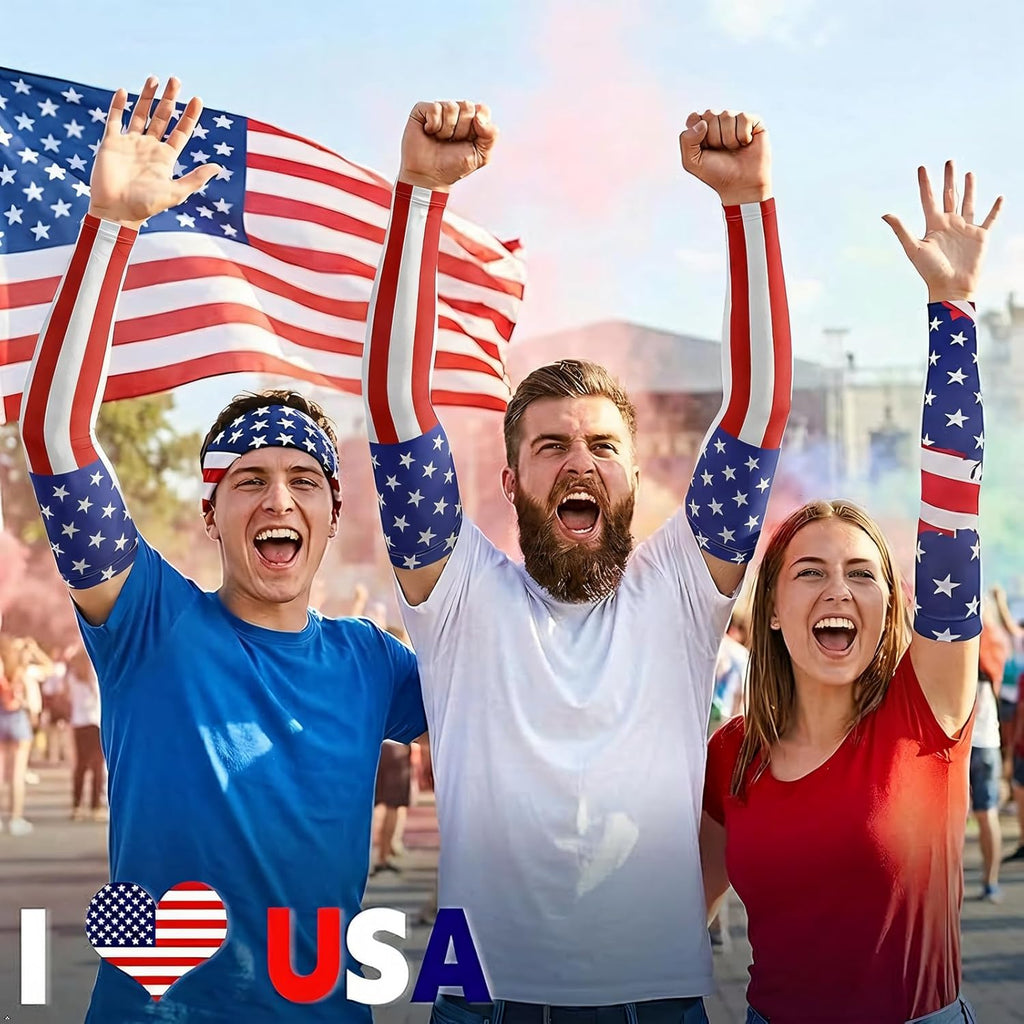 Aegend Arm Sleeves for Men Father's Day, Mundial 2026, American Flag Arm Sleeves for Baseball Football Basketball,2Pairs
