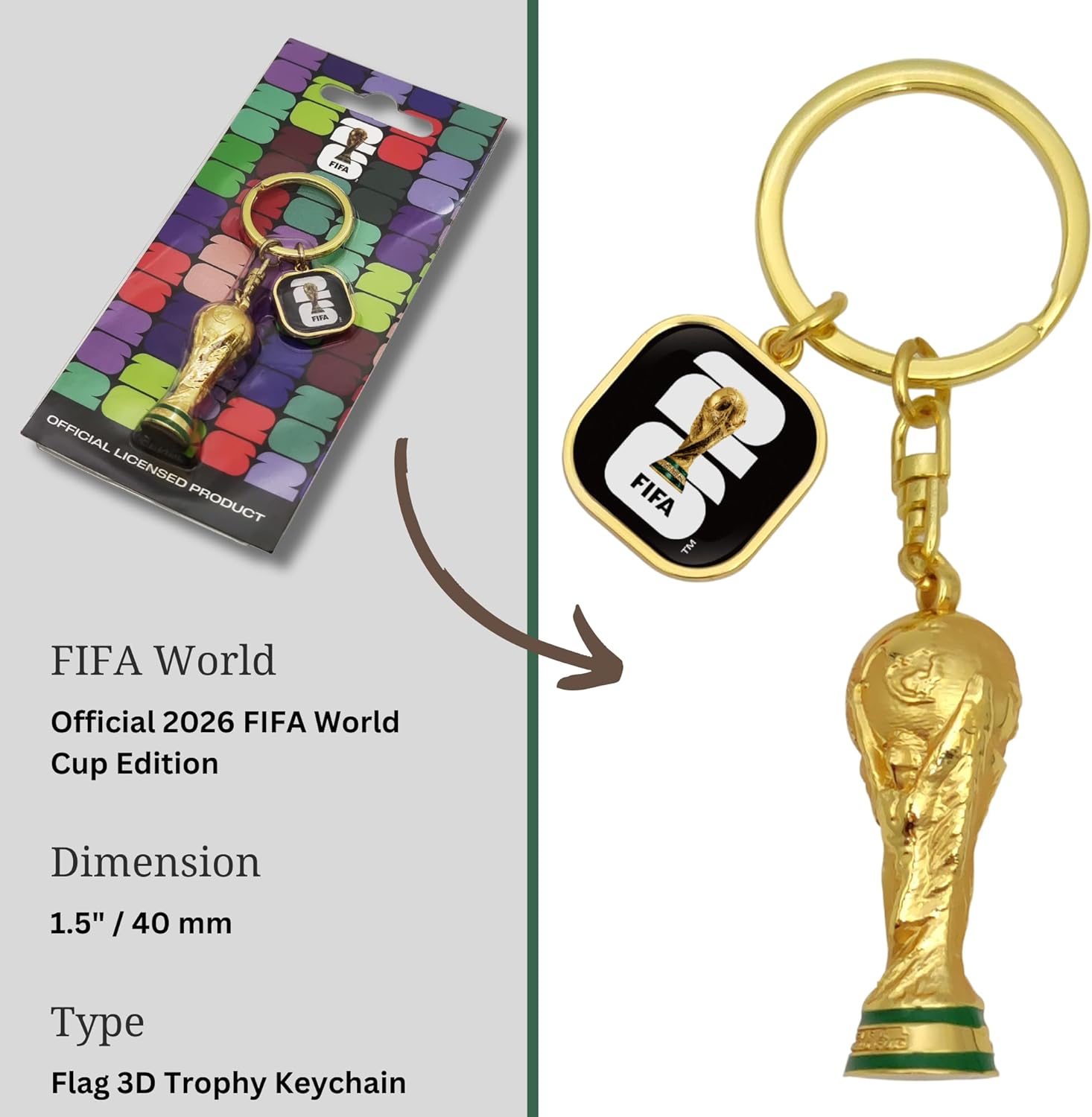 Official FIFA World Cup 2026 Edition Trophy Key Chains