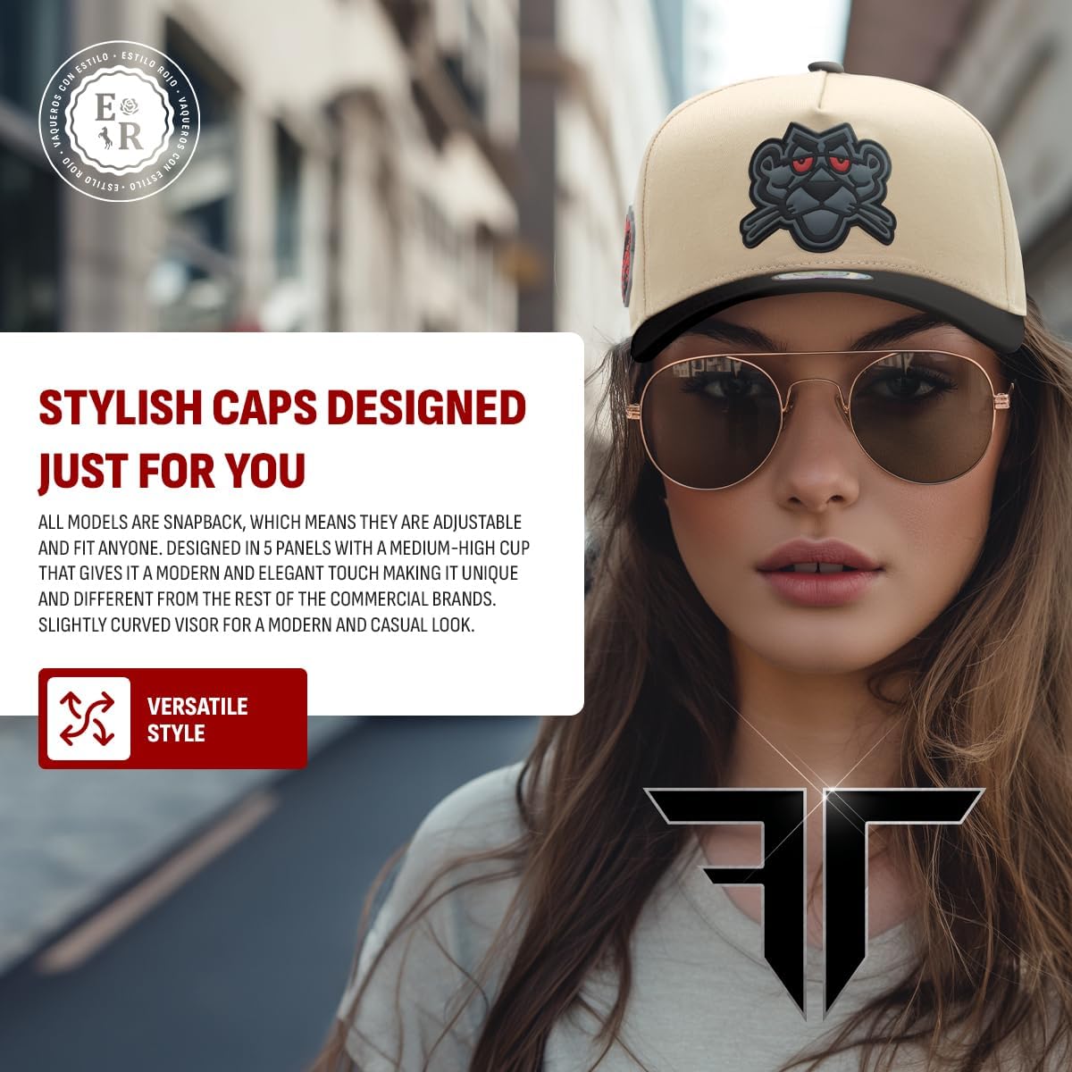 Ferreti Hats FT01 Khaky Panther Hat - Khaky Baseball Cap for Men & Women - Premium Adjustable Pantera Hat, Gorras para Hombre Originales Beige and Black
