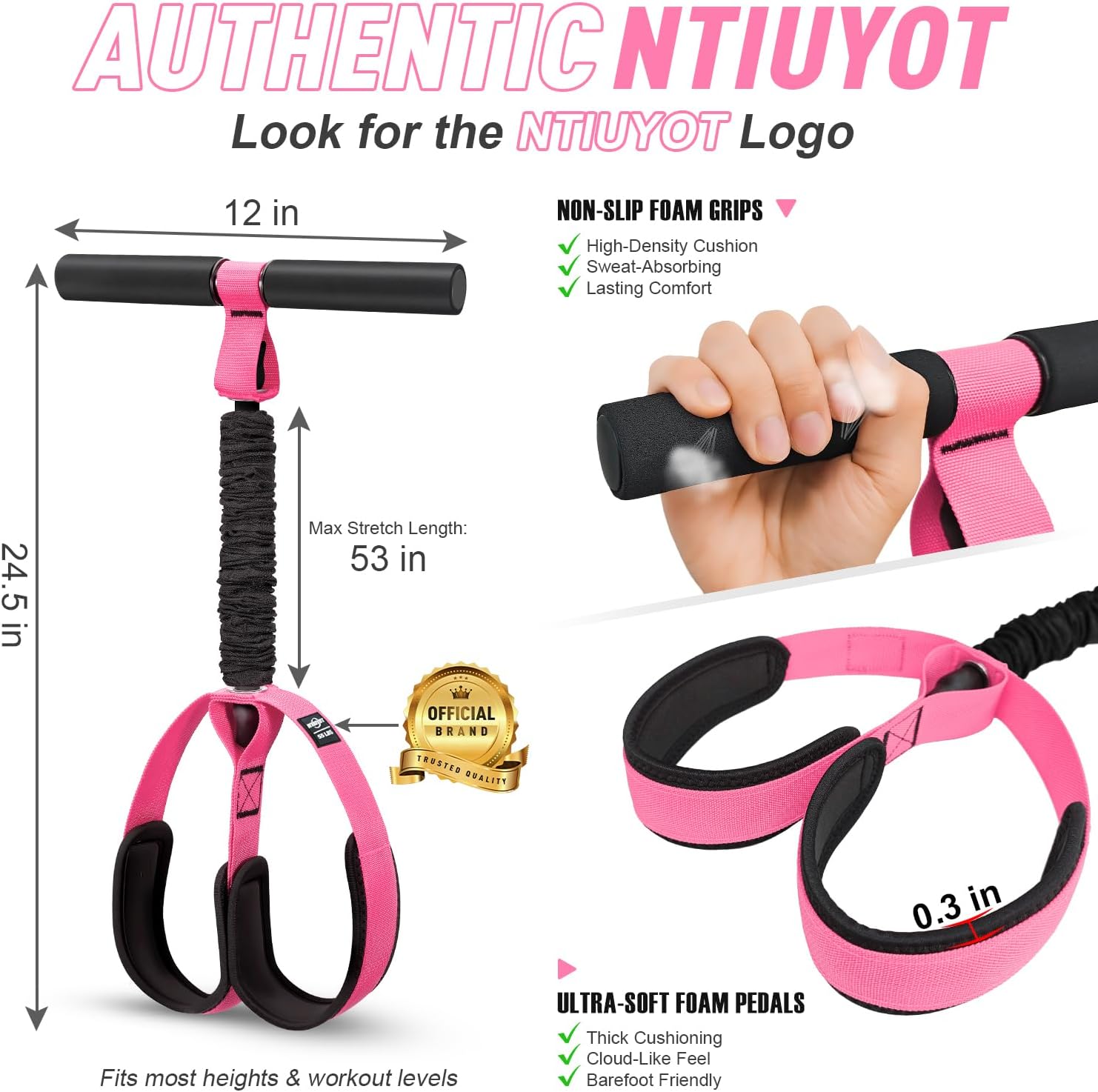 Pedal Resistance Band with Handle, Upgraded Durable Thickened Latex Tubes and Soft Foam Fabric Foot Pedal, Sit Up Exercise Equipment for Abdomen, Waist, Arm, Core/ABS, Leg, Physical Therapy