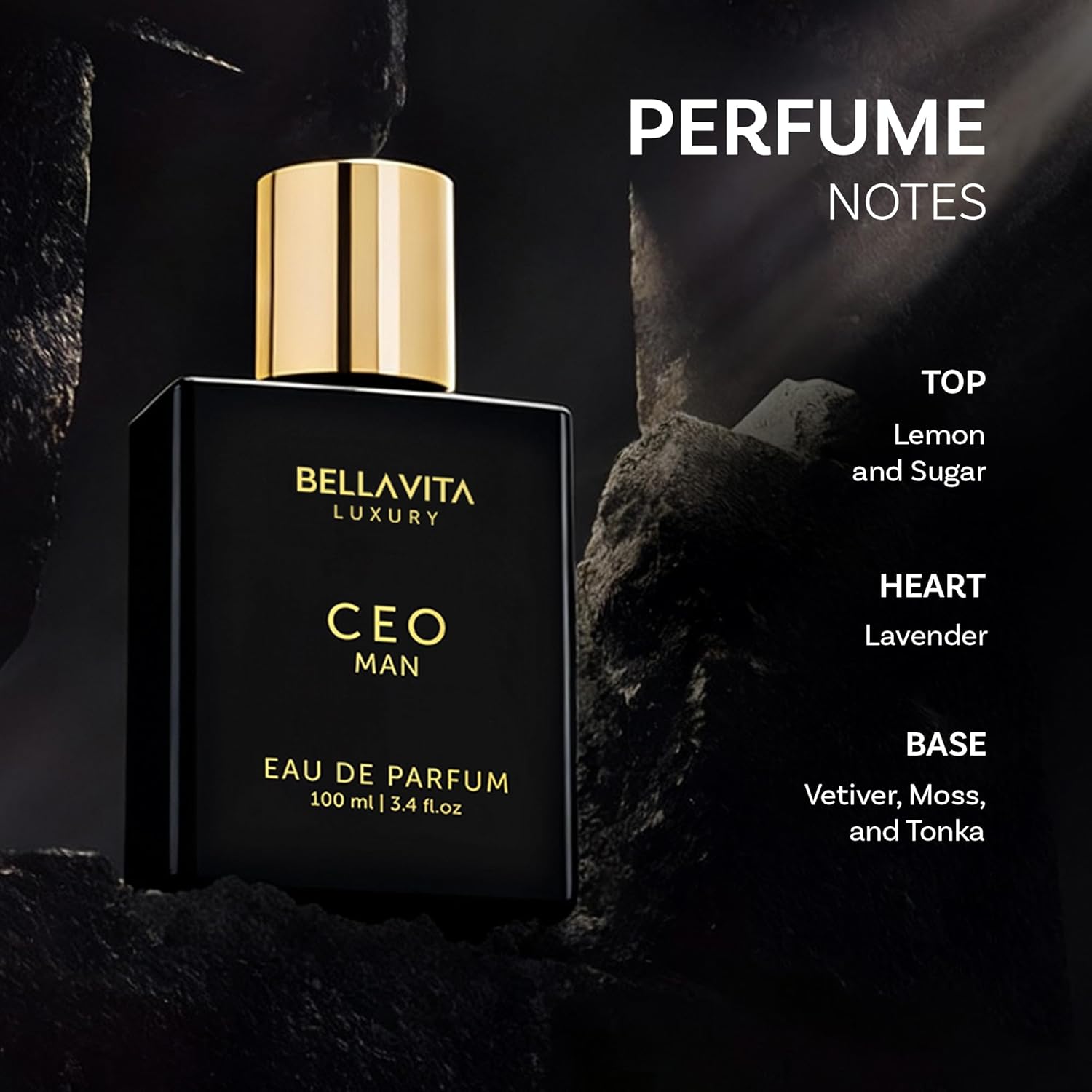 Bellavita Luxury CEO MAN Eau de Parfum | 100 ml (3.4 fl.oz.) | Perfume for Men | Mandarin, Lemon, Lavender, and Vetiver Notes | Long Lasting Men's Fragrance
