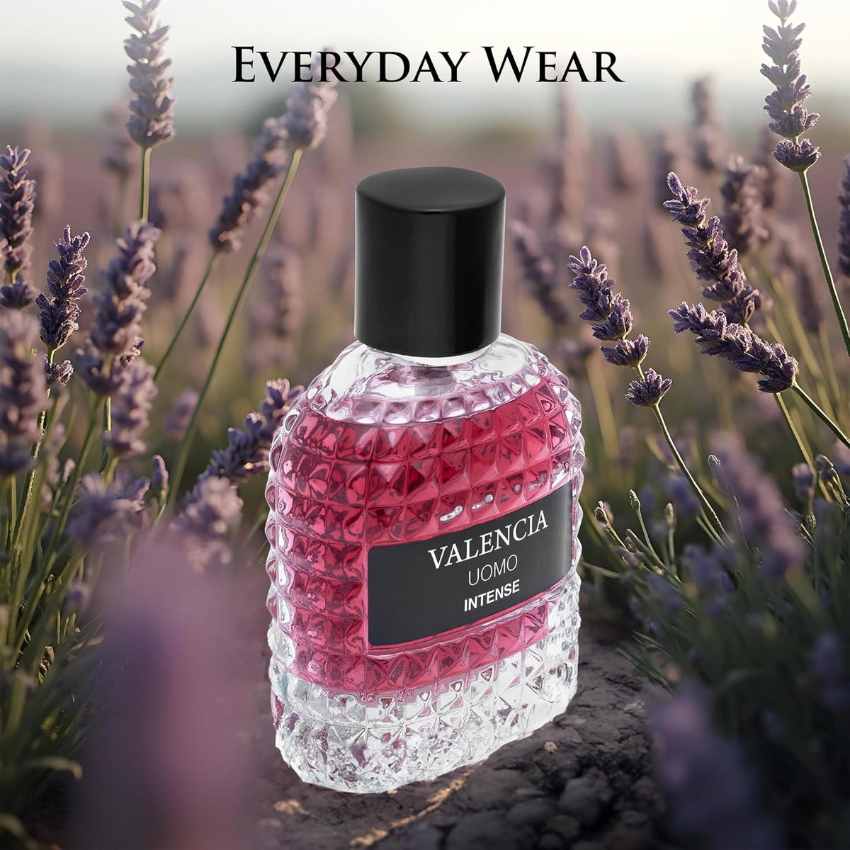 Valencia UOMO Intense for Men Eau De Parfum - Amber Fougere Fragrance Top Notes of Vanilla Bourbon Mid Tone of Lavandin Create Spicy & Woody Aroma - Base Scent of Smoked Vetiver Elegant 100ml Bottle