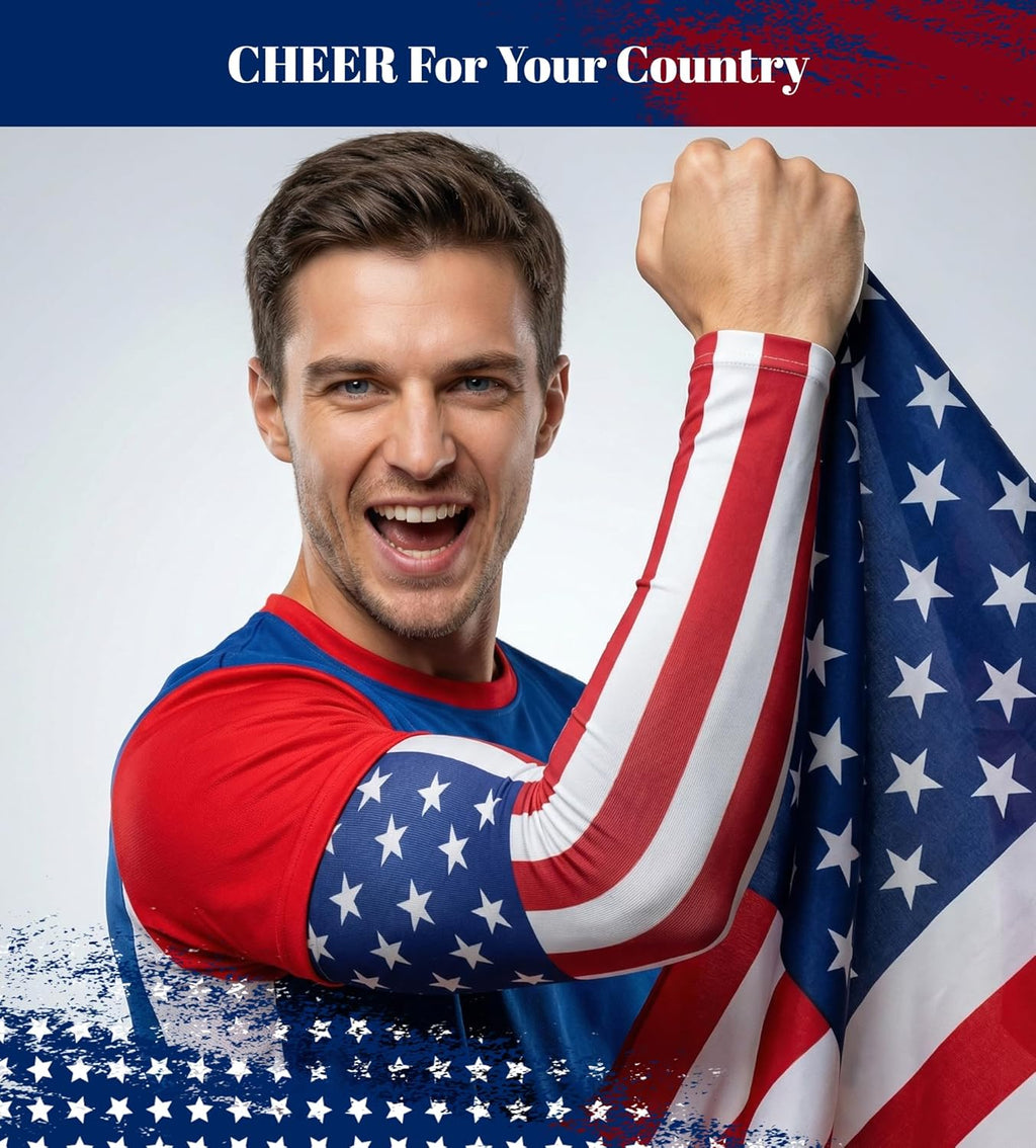Aegend Arm Sleeves for Men Father's Day, Mundial 2026, American Flag Arm Sleeves for Baseball Football Basketball,2Pairs