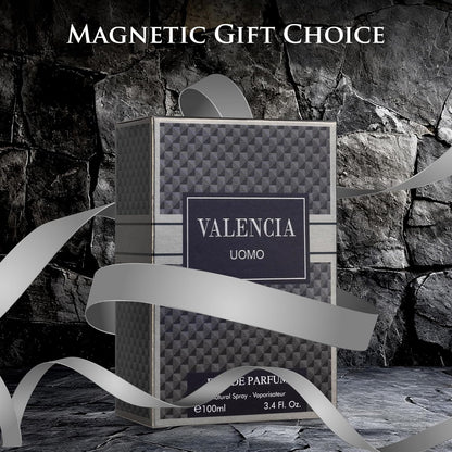 Valencia UOMO for Men Eau De Parfum - Woody Aromatic Fragrance - Floral Twist Blended with a Cool Facet of Mineral Notes & Salt - Edgy yet Masculine Scent - Cologne or Everyday Use - 100ml Bottle
